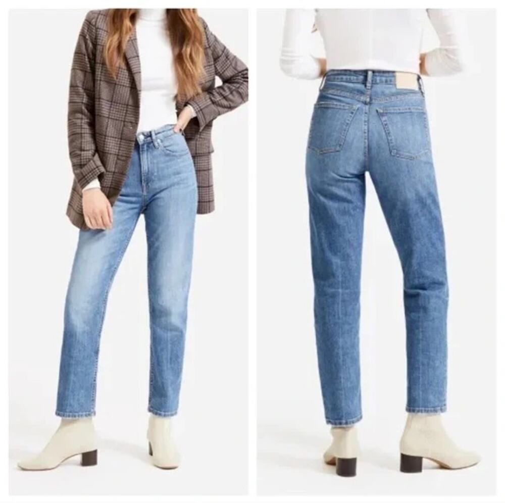 Everlane High Waist Straight Ankle Jeans light wash Sz 30 mom jeans classic